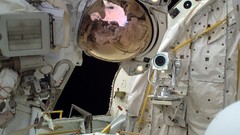 Earth cosmonaut spaceships outer space space suits spacescape