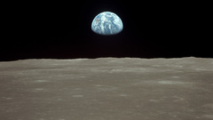 Earth earthrise outer space