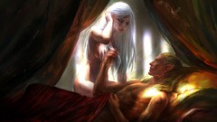 Elves beds nude fantasy art Anndr Kusuriuri