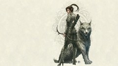 Elves Warriors Tigers bows artwork Archers fantasy art long 