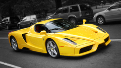 Enzo Ferrari Car yellow cars vehicle selective coloring Ferrari