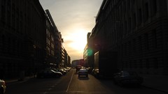 Evening Berlin buildings streets brandenburg gate