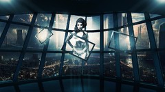 Evolution cyborgs Androids futuristic glass building