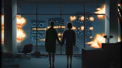 Explosions couple Fight Club buildings holding hands digital 