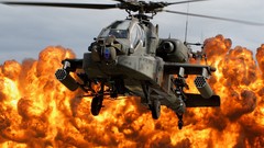 Explosions Helicopters military vehicles Apache Longbow