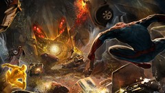 Explosions Robots Spider-Man marvel comics superheroes artwork 