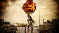 Explosions soldiers Flags USA Patriotic