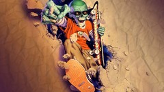 Extreme zombie skull skateboard