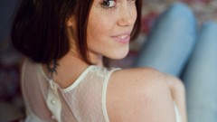 Eyelashes smiling lingerie redheads looking back Charlotte 