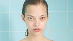 Eyes blue background wet faces blondes short hair models collar 