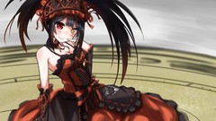 Eyes dress blush anime girls black hair cleavage date a live 