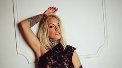 Eyes woman blondes tattoos piercings models Russians pierced 