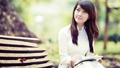 Eyes woman Books asians models Viet Nam ao dai