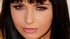 Eyes woman close-up faces brown eyes brunettes Stella Jones