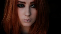 Eyes woman close-up faces green eyes redheads portraits lip 