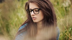 Eyes woman close-up glasses lips faces brunettes ray ban 