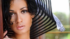 Eyes woman close-up hats faces brown eyes brunettes Pammie Lee