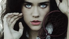 Eyes woman close-up lips young faces earrings brunettes models 