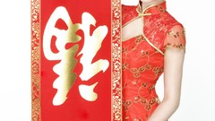 Eyes woman faces asians brunettes models chinese dress qipao