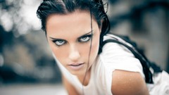 Eyes woman faces brunettes models Andrieu Monika