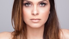 Eyes woman faces long hair brunettes models Jessica Hinckel
