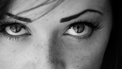 Eyes woman faces monochrome freckles looking up portraits 