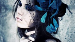 Eyes woman feathers emo brunettes models emo girl