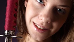 Eyes woman Katana long hair brunettes nude Espada ninjas Anita 