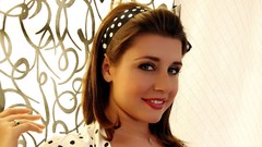 Eyes woman lips rings dots lipstick smiling brunettes models 