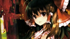 Faces bows sunlight long hair anime girls brown eyes brunettes 