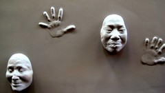 Faces masks handprint