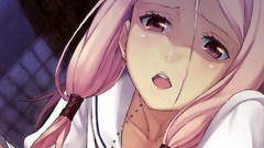 Faces pink hair pink eyes anime girls guilty crown open mouth 