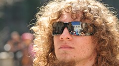 Faces sunglasses blondes curly hair goatee