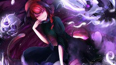 Fairies dress grin red eyes Ribbons sitting skulls smiling long 