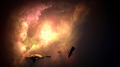 Fantastic spaceships science fiction red sky outer space 
