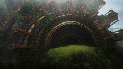 fantasy art digital art ruin science fiction building old Plants