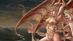 Fantasy art Dragons golden