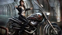 Fantasy art motorbikes leather pants