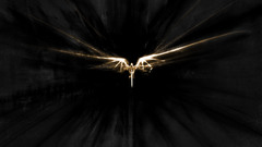 Fantasy dark wings sword archangel contribution messenger