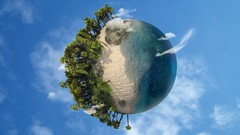 Fantasy Earth palm trees digital art fantasy art panorama circle