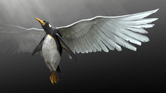 Fantasy fly humor penguin artwork