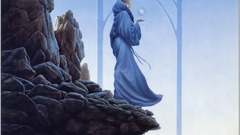 Fantasy magic Portal paintings rocks spheres mage Michael Whelan