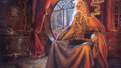 Fantasy room smoke Art beard curtains pipes Wizards