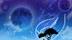Fantasy tree woman wolf dog power planets artwork