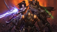 Fantasy wall weapons blood armor demon hunter diablo iii 