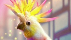 Fantasy yellow magic pink white Birds Parrots mohawk cockatoo