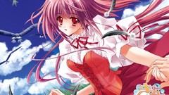 Feathers Anime dress red eyes long hair anime girls carnelian 