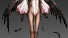 Feathers artwork Anime pink