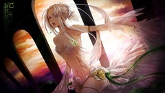 Feathers Monsters Anime arm Jewelry navel long hair anime girls 