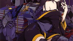 Feathers Ravens kimono stockings black hair original characters 